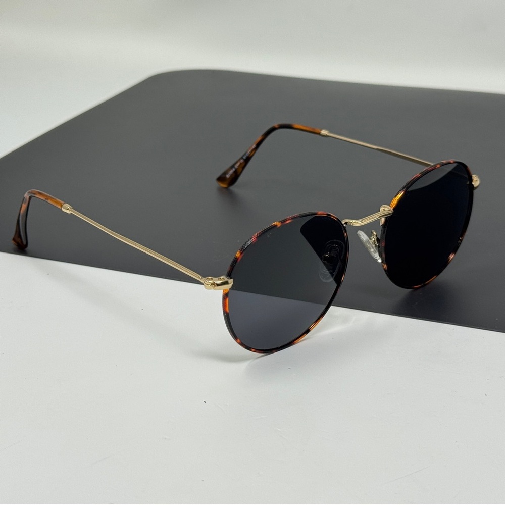 Sojos Sunglasses gold tortoise front polarized round - Picture 2 of 11